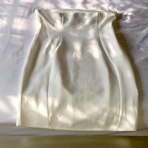 Strapless white mini dress